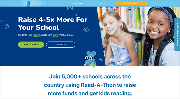 A screenshot of Read-A-Thon's website, which discusses why it's such a popular option for online fundraising for schools.
